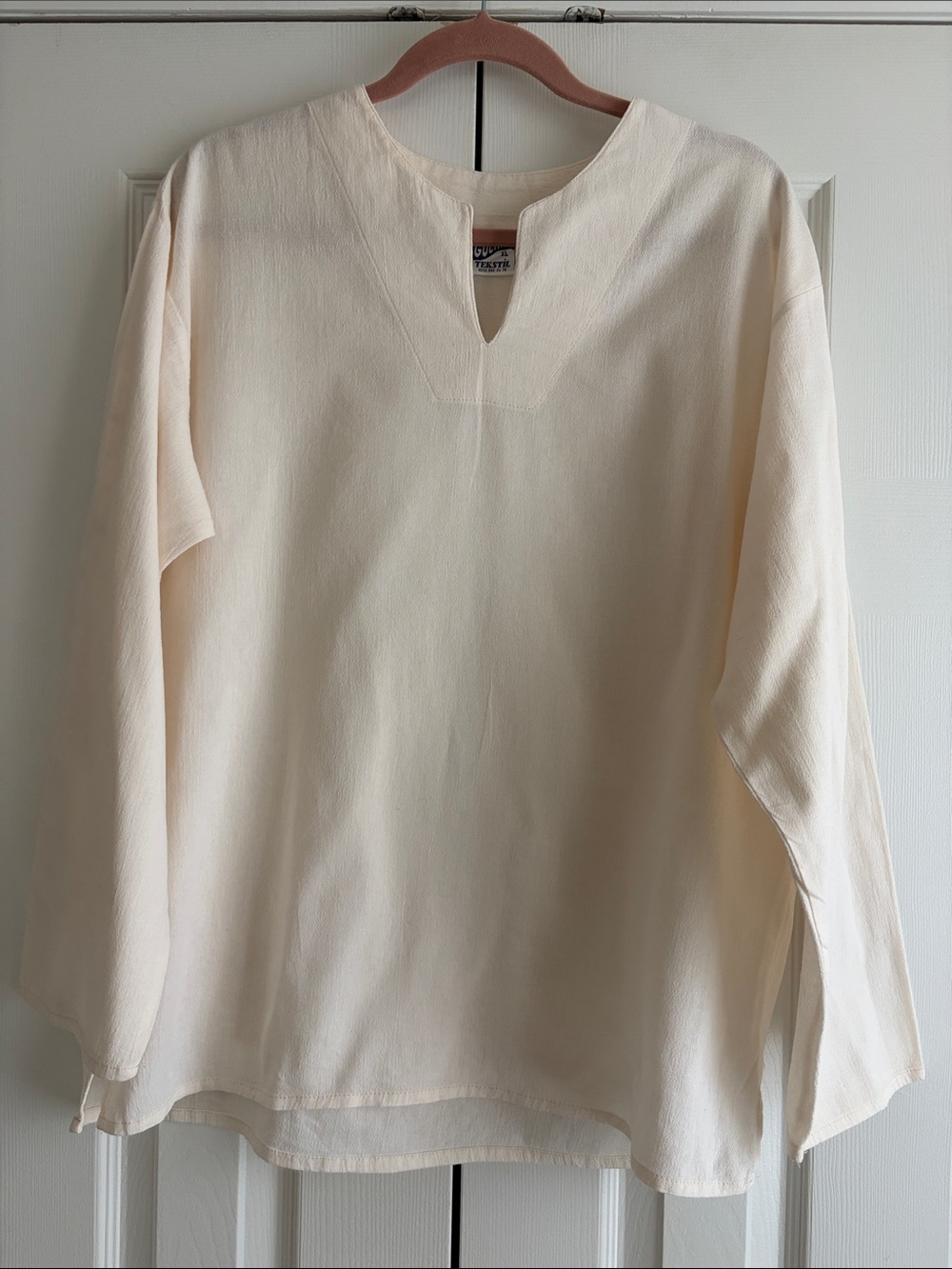 Men's Bohemian Sixties Style V-Neck Loose Fit Tunic Shirt